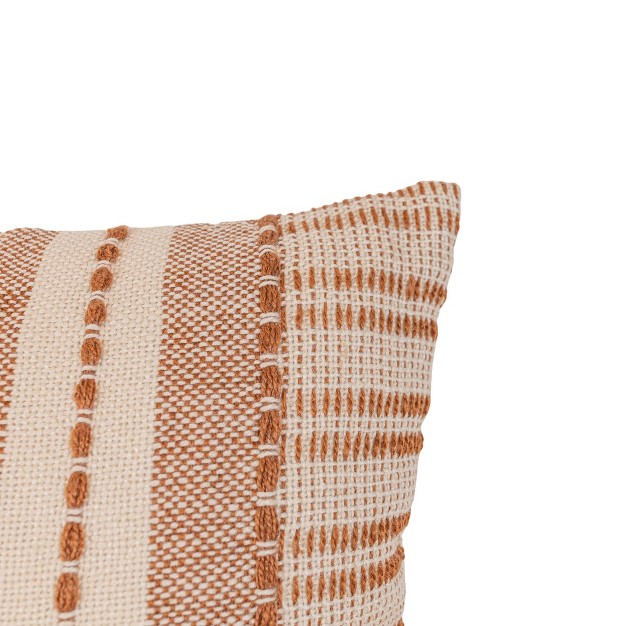 Hand Woven Rust Geo Stripe Outdoor Pillow Polyester With Polyester Fill By Foreside Home amp Garden