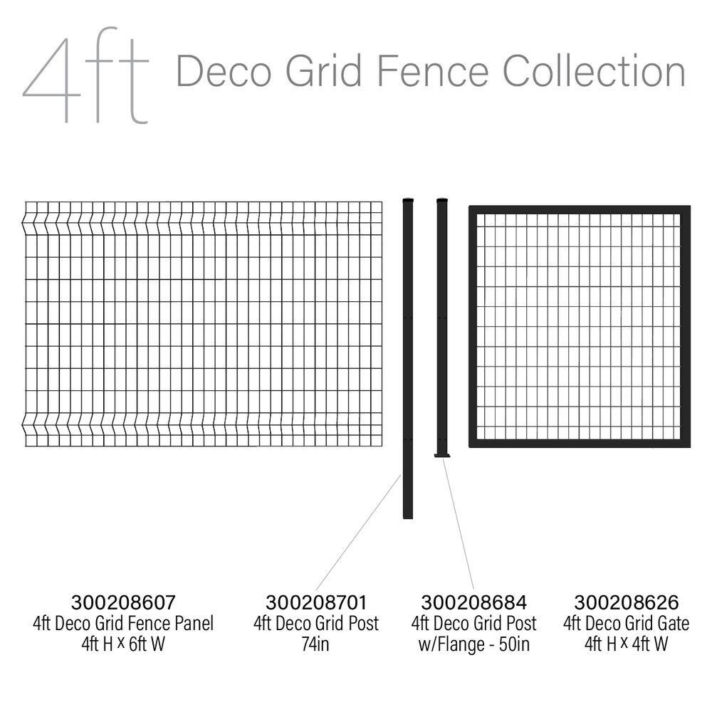 FORGERIGHT Deco Grid 2 in. x 2 in. x 6.18 ft. Black Steel Fence Post with Hardware 863009