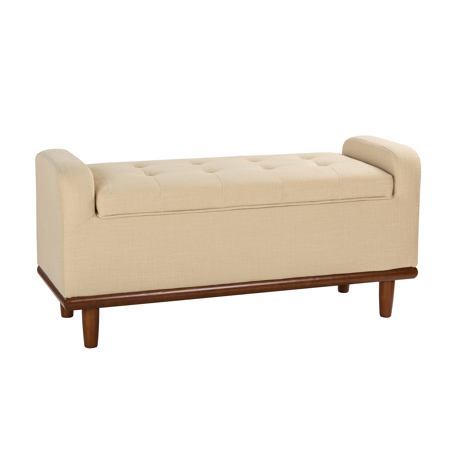 14 Karat Home Upholstered Tufted Bench with Storage Space for Bedroom in Linen