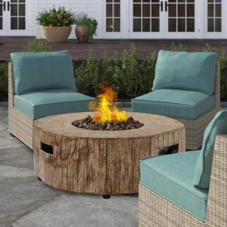 Clihome Outdoor Living Brown 28 in. Round Outdoor Gas Fire Pit Suitable for the Garden or Balcony CL-FP06-C