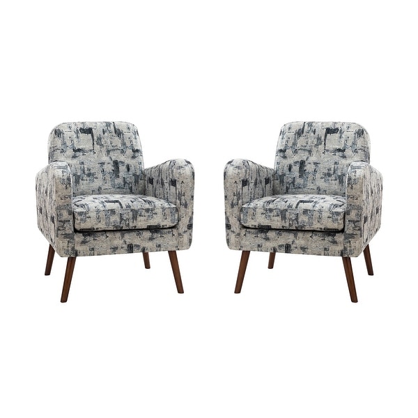 Aeetes Modern Upholstered Armchair with Solid Wood Legs Set of 2 by HULALA HOME