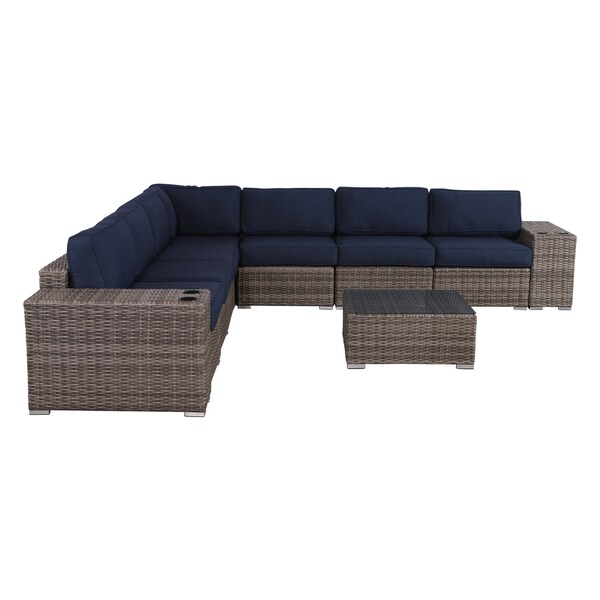 LSI Antibes 10piece Sectional Set with Cup Holders and Sunbrella Cushions