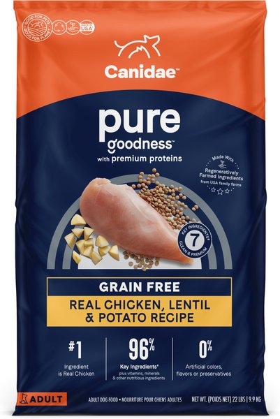 CANIDAE Pure Goodness Real Chicken， Lentil and Potato Recipe Adult Dry Dog Food