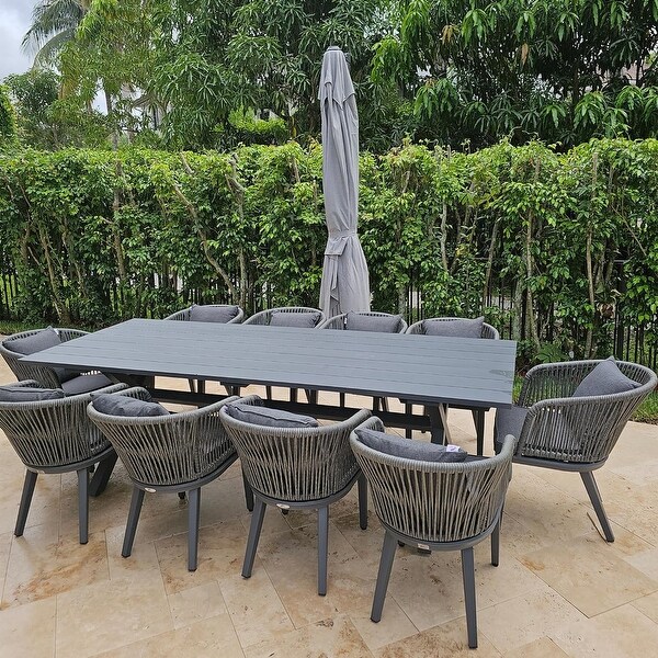 PURPLE LEAF 711 Patio Dining Set，Aluminum Frame Table，Wicker Chairs