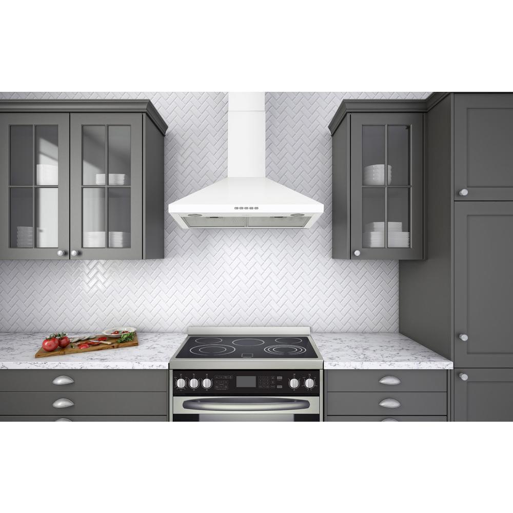 Ancona 30 in 450 CFM Convertible WallMounted Pyramid Range Hood in White