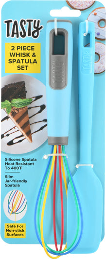 Tasty Silicone Mini Spatula and Whisk Baking Kitchen Gadgets Set, Tasty Blue, 2 Piece