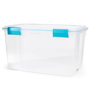 Sterilite 54 Qt. Plastic Stackable Storage Bin with Gasket Latch Lid Clear (4-Pack) 4 x 19344304