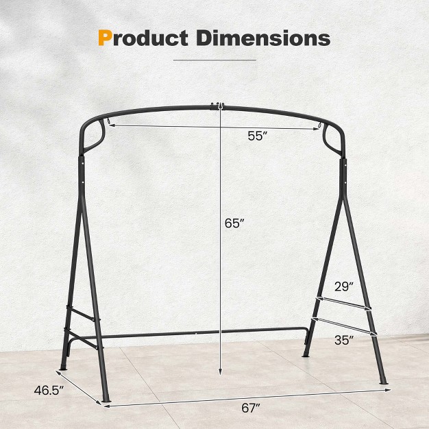 Costway Outdoor Metal Swing Frame Sturdy A shaped Porch Swing Stand With Extra Side Bars