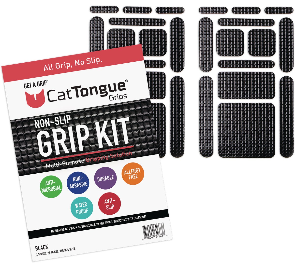 CatTongue Grips Gription Non-Abrasive Anti-Slip Kit Black