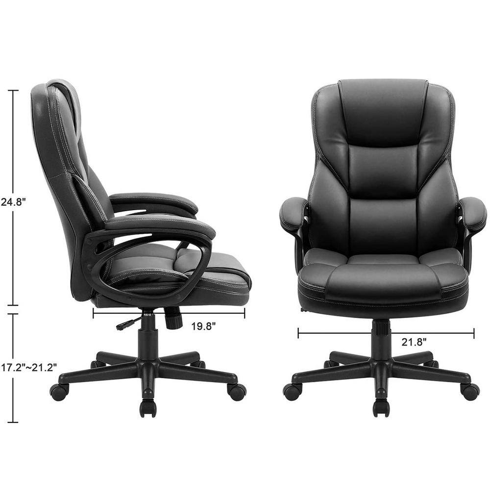 LACOO Big and Tall Black Leather High Back Executive Chair with Swivel Seat T-OCBC9M1P0