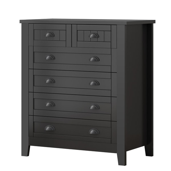 Black 6 Drawer Combo Chest of Drawers Bedroom Storage Cabinet - - 36966264