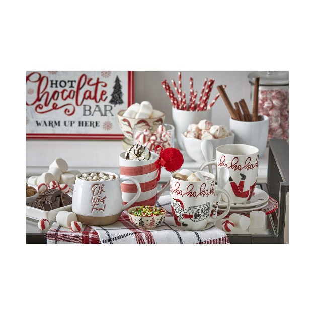 Tagltd Candy Cane Red Stripe White Stoneware Dishwasher Safe Mug 12 Oz