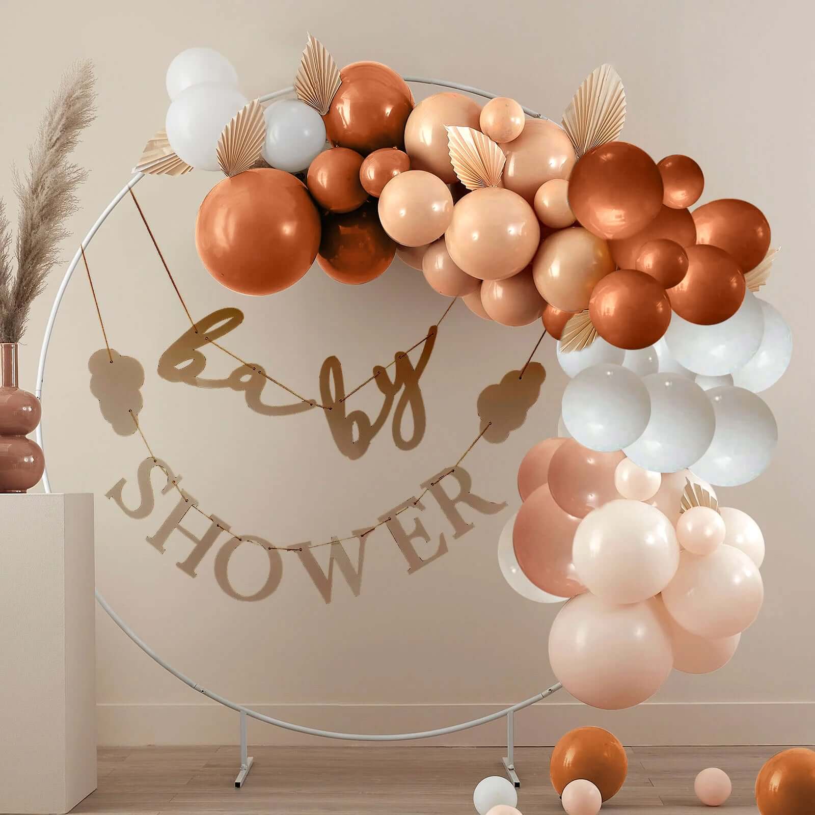 124 Pack Boho Neutral DIY Balloon Garland Arch Kit, Rustic Double Layer Latex Balloons Party Kit