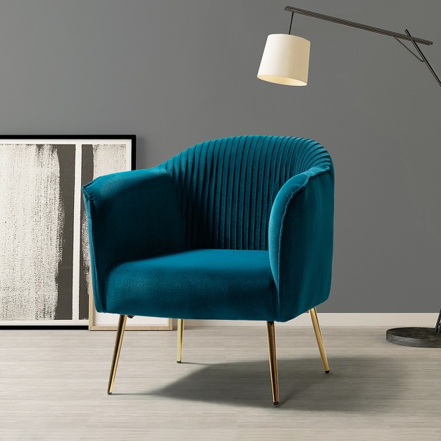 Velvet Barrel Chair With Goden Base Karat Home teal