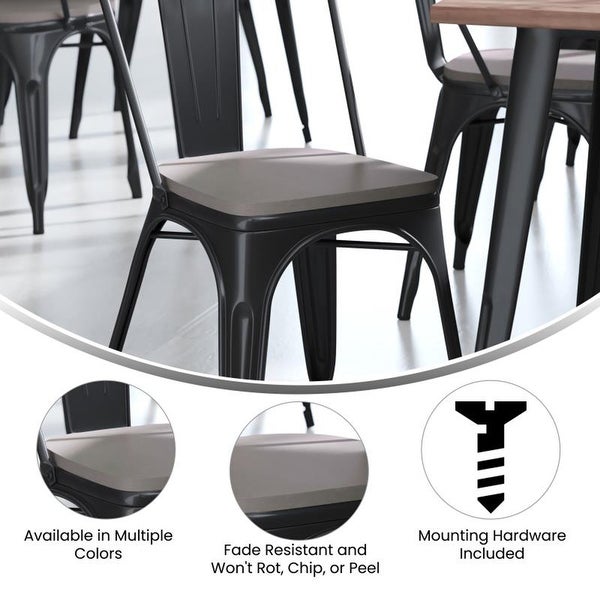 Flash Furniture Poly Resin Wood Square Seat Metal Barstools in Gray - 13.75