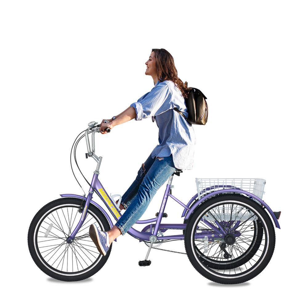 MOONCOOL Adult Tricycle 20 in. wheels rear storage basket Purple M-P20-ZS