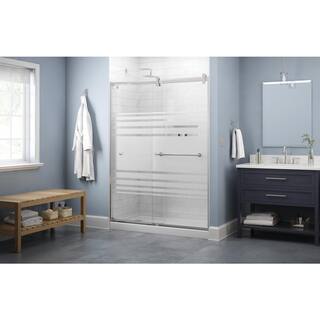 Delta Lyndall 60 x 58-34 in. Frameless Contemporary Sliding Bathtub Door in Chrome with Transition Glass 2439166