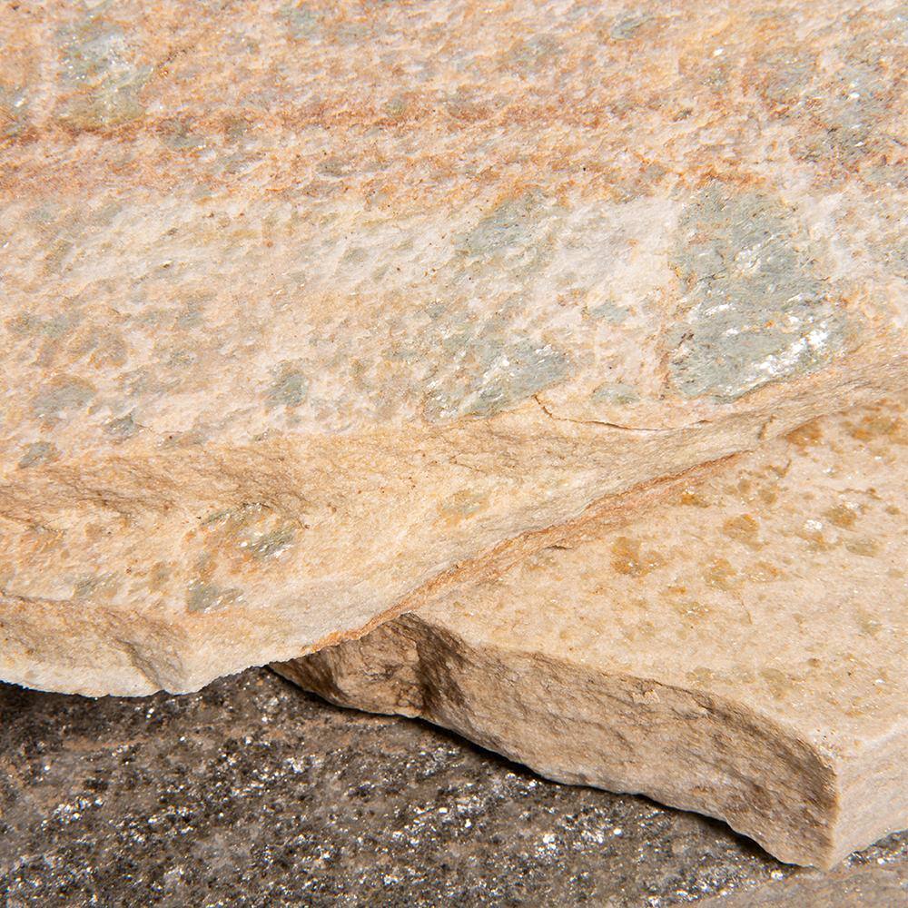 Southwest Boulder  Stone 16 in. x 12 in. x 2 in. 120 sq. ft. Gold Quartzite Natural Flagstone for Landscape Gardens and Pathways 02-0195