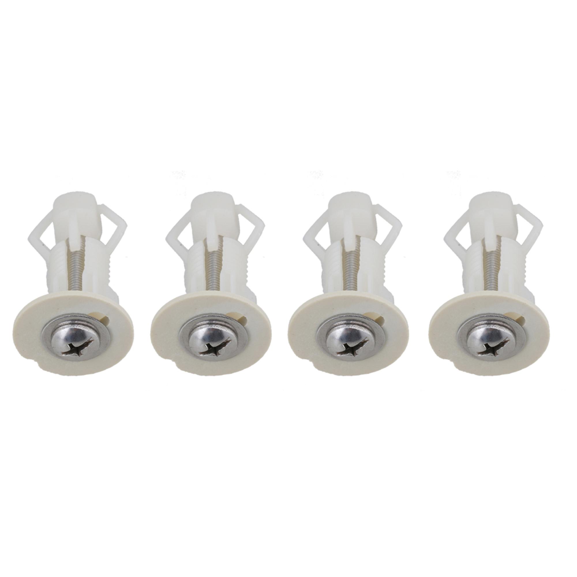 4Pieces Toilet Seat Expanding Screws Plastic Well Nuts Top Fixing White