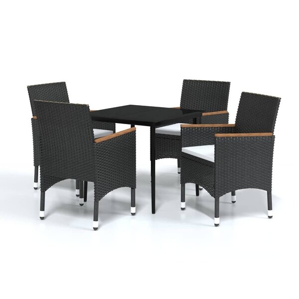 vidaXL 5 Piece Patio Dining Set with Cushions Black