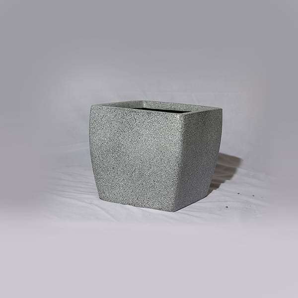 8 inch (20 cm) OTH-9 Stone Finish Square Fiberglass Planter (Grey)