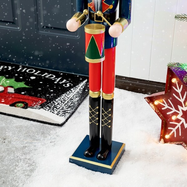 Glitzhome 36inch Wooden Christmas King/Drummer Nutcracker