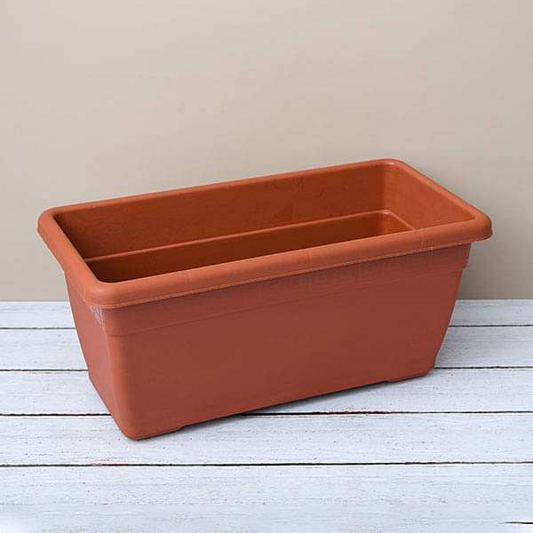 17.7 inch (45 cm) Small Window Rectangle Plastic Pot (Terracotta Color) (set of 3)