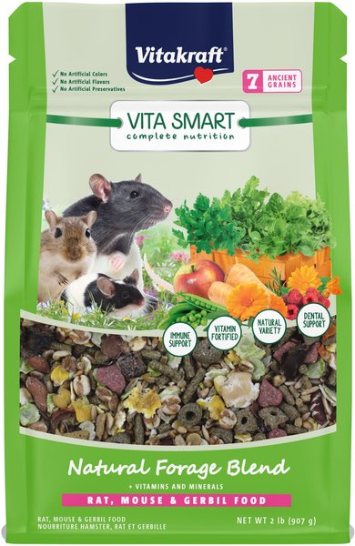 Vitakraft Vita Smart Complete Nutrition Premium Fortified Blend with Ancient Grains Gerbil， Rat and Mouse Food， 2-lb bag