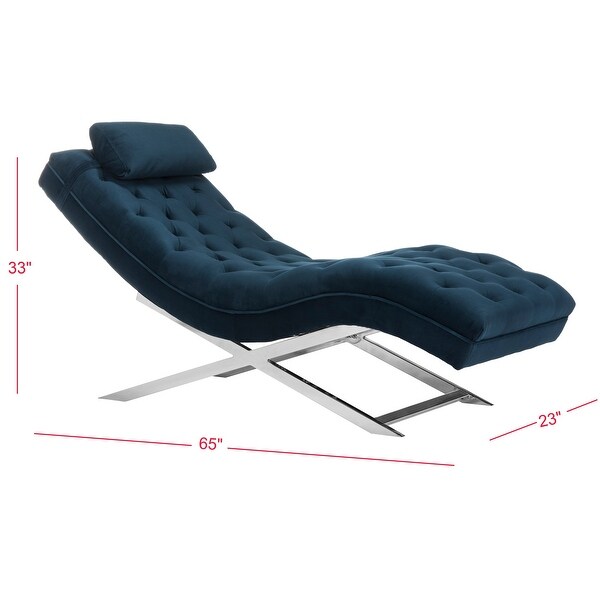 SAFAVIEH Monroe Navy Chaise - 65