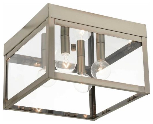 Livex LightiNyack  Four Light Outdoor Flush Mount  Brushed Nickel/Satin Nickel   Transitional   Outdoor Flush mount Ceiling Lighting   by 1STOPlighting  Houzz