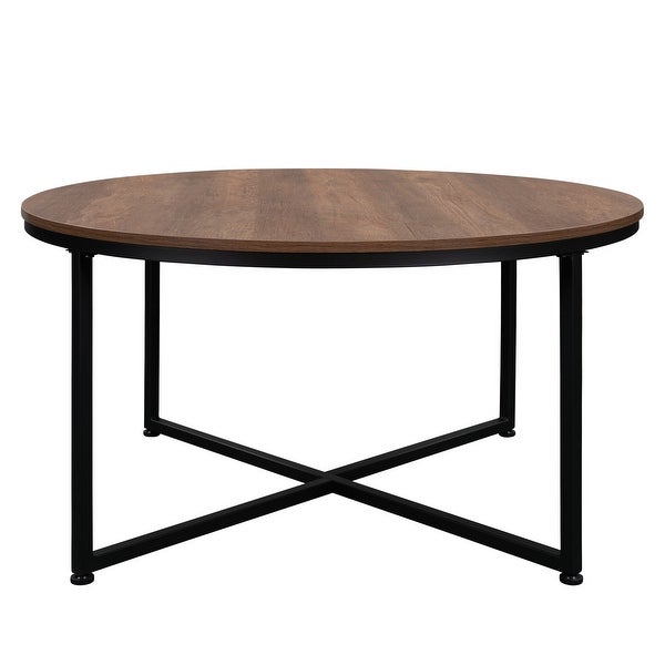 Modern Round Living Room Furniture Metal X Frame Coffee Table