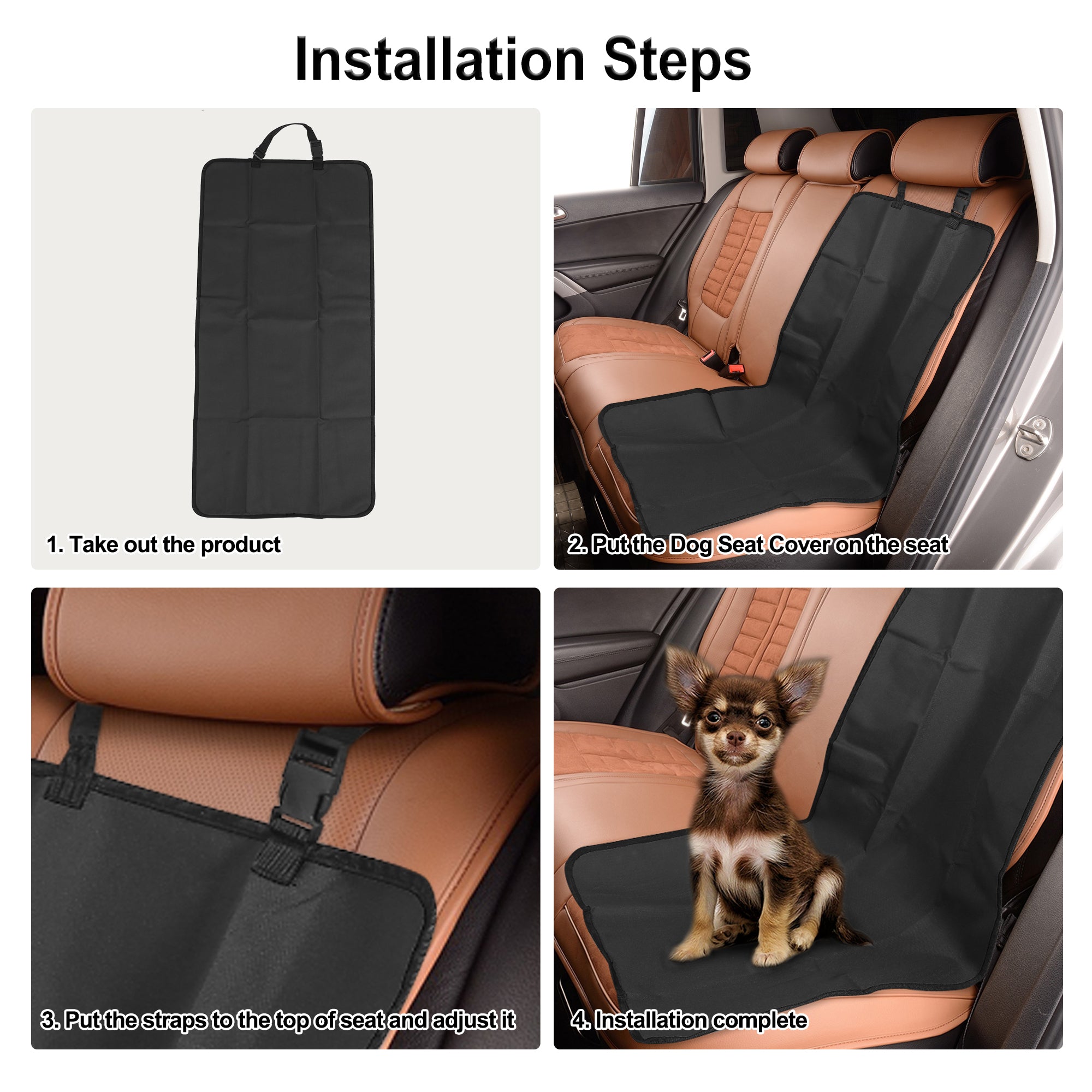 Unique Bargains Vehicle Front Dog Back Seat Cover Pet Pad Protector Waterproof Black 38.98