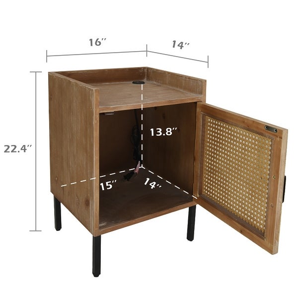 COZAYH Rustic Farmhouse Nightstand with 2 USB Ports - - 33096537