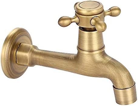 Basin Mixer Tap Water Tap， Antique Brass Single Cold Water Tap For Bathroom Wall Mounted Washing Machine， G1/2， Long Tap， Not For Drinking Water