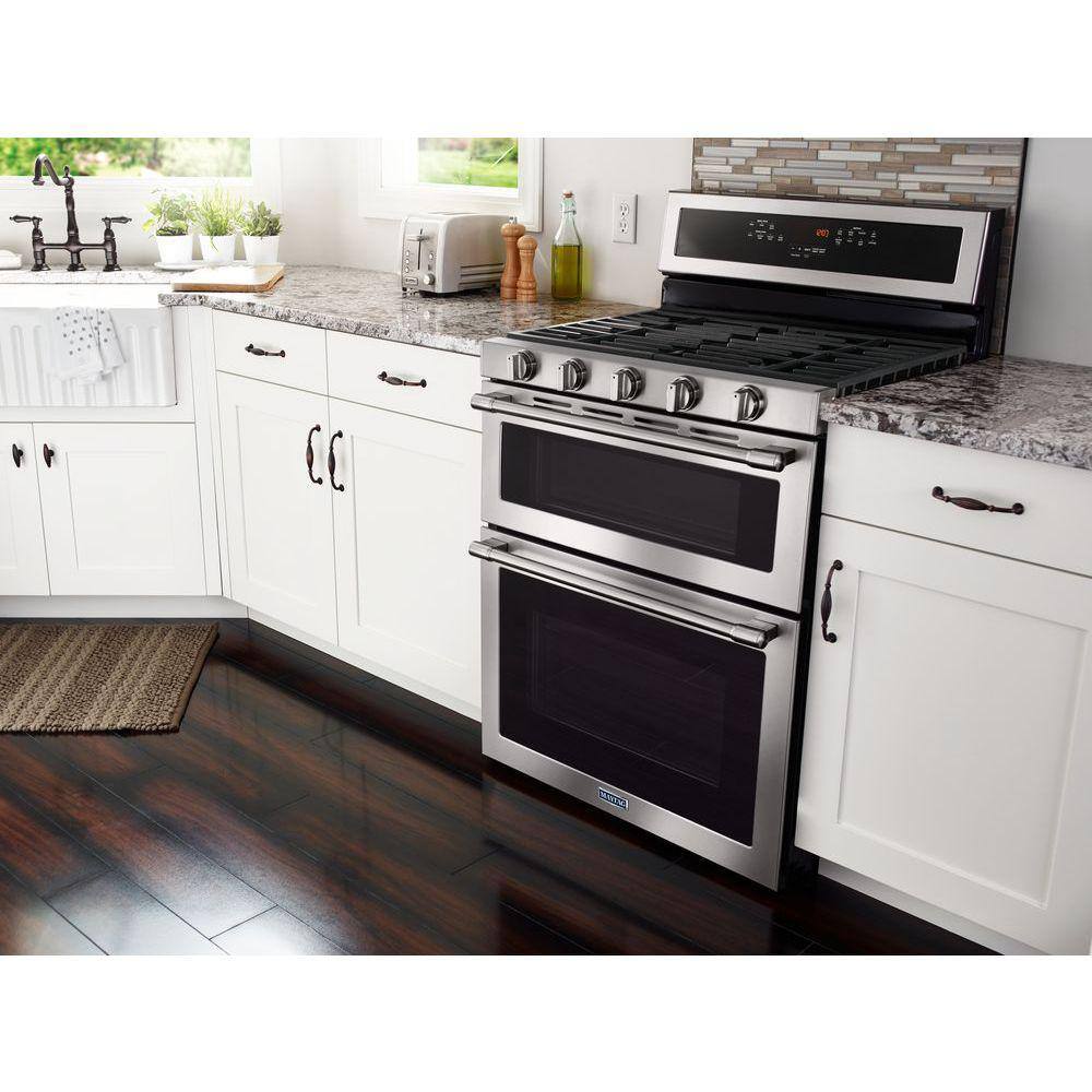 Maytag 6.0 cu. ft. Double Oven Gas Range with True Convection Oven in Fingerprint Resistant Stainless Steel MGT8800FZ