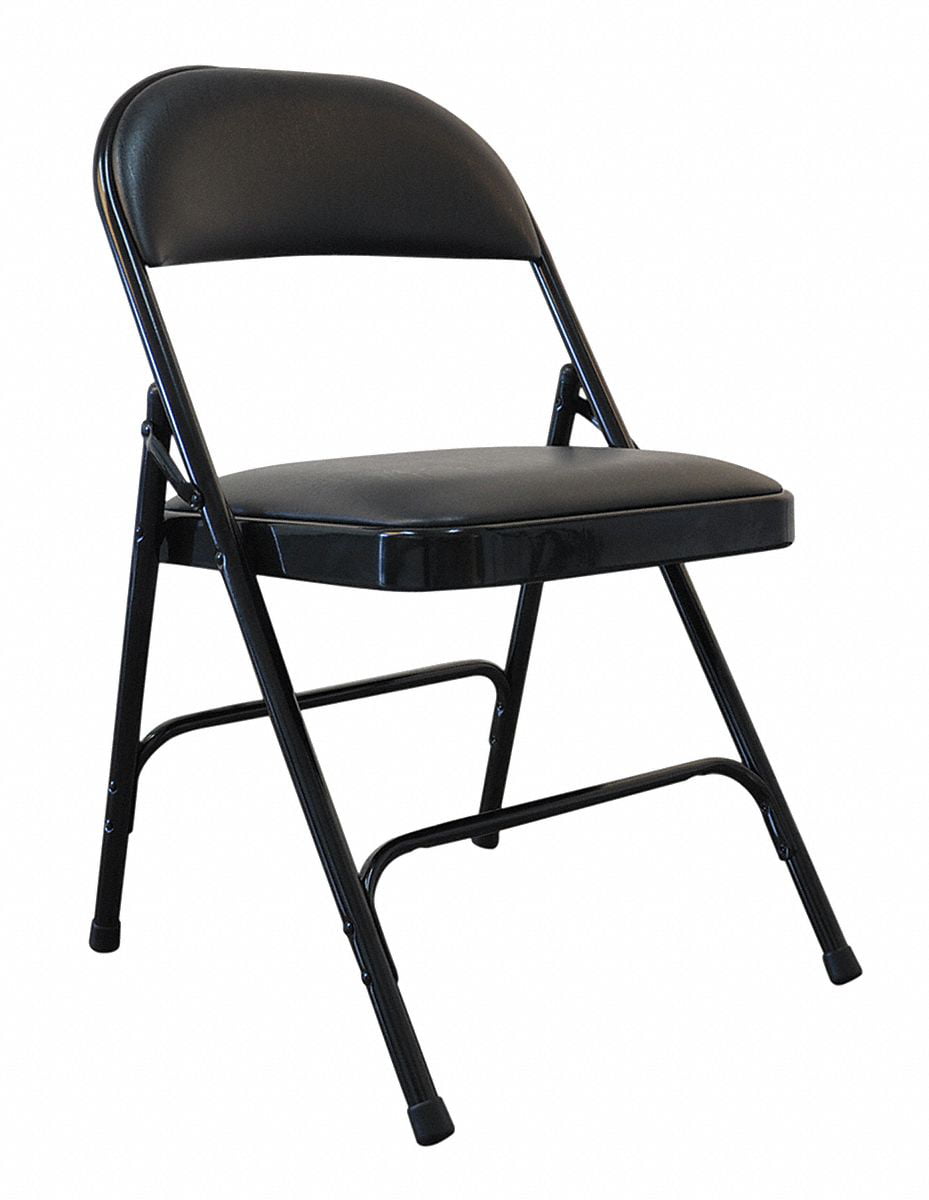 Sim Supply Padded Folding Chair,Vinyl,Black,300 lb.  13V425