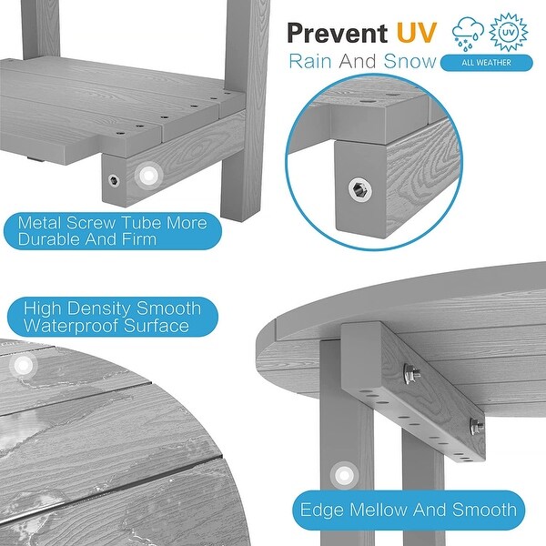 WINSOON All Weather HIPS Outdoor Round 2Tier Outdoor Side Tables Adirondack Tables