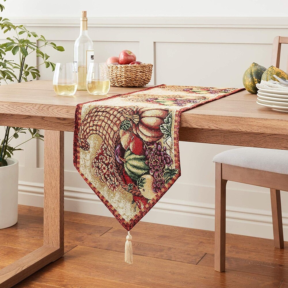 Violet Linen Fall Harvest Thanksgiving Autumn Leaves Table Runner