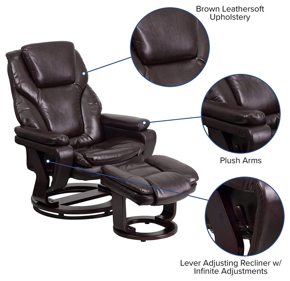 Contemporary Recliner Chair  Faux Leather Upholstered Seat With Ottoman   Contemporary   Recliner Chairs   by Declusia  Houzz