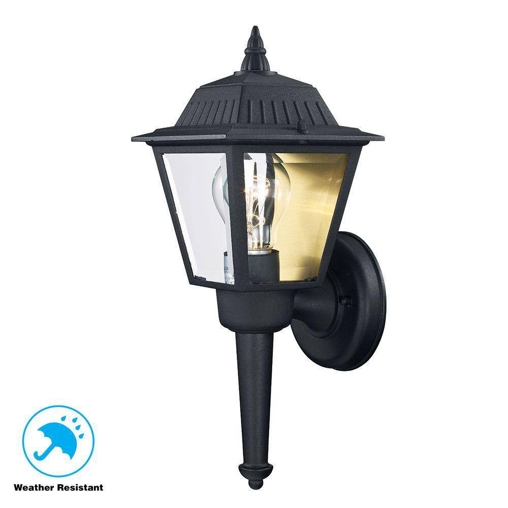 PRIVATE BRAND UNBRANDED 1-Light Black Outdoor Wall Light Fixture with Clear Glass KB 5004