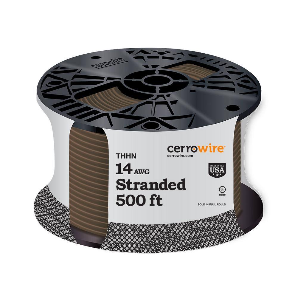 Cerrowire 500 ft. 14 Gauge Brown Stranded Copper THHN Wire 112-3458J