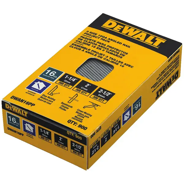 DEWALT DWAN16PP 16GA Angled Nail Project Pack