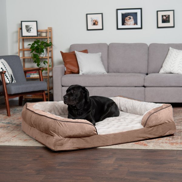 FurHaven Perfect Comfort Velvet Waves Full Support Orthopedic Sofa Dog and Cat Bed