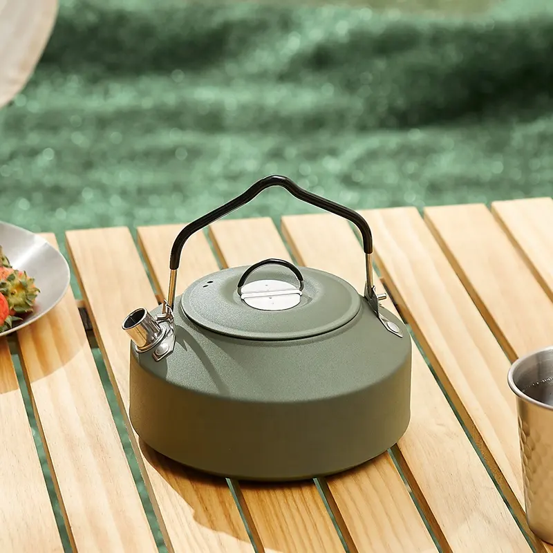 1.0L Camping Kettle Stainless Steel Portable Army Green Teapot Cooking Bushcraft Camping Pot  Factory Best Price For Hiking