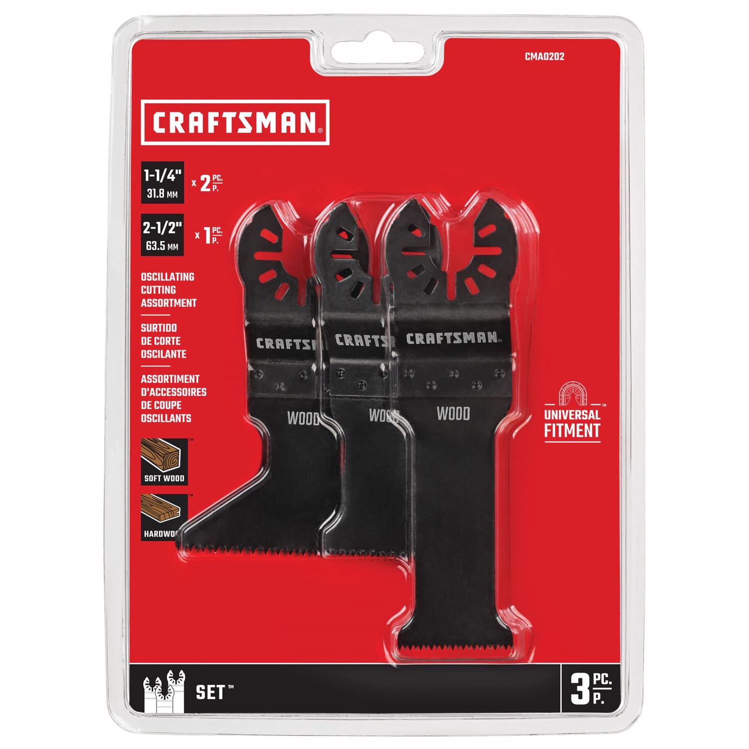 Craftsman High Carbon Steel Wood Cutting Oscillating Blade Set 3 pc