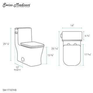 Swiss Madison Concorde One-Piece 1.28 GPF Single Flush Square Toilet in Glossy White with Black Hardware Seat Included SM-1T107HB