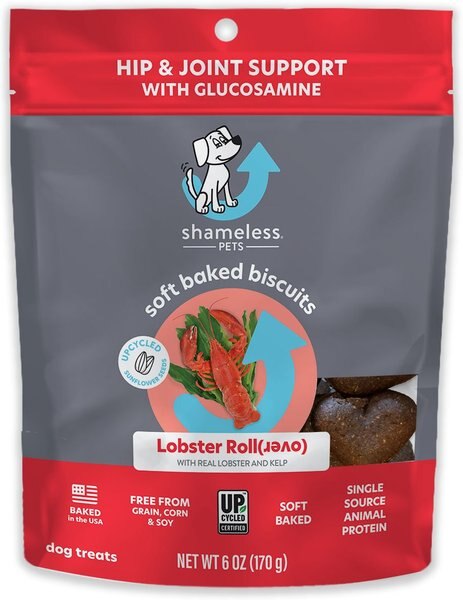 Shameless Pets Soft Baked Lobster Roll(over) Flavor Grain-Free Dog Treats， 6-oz bag