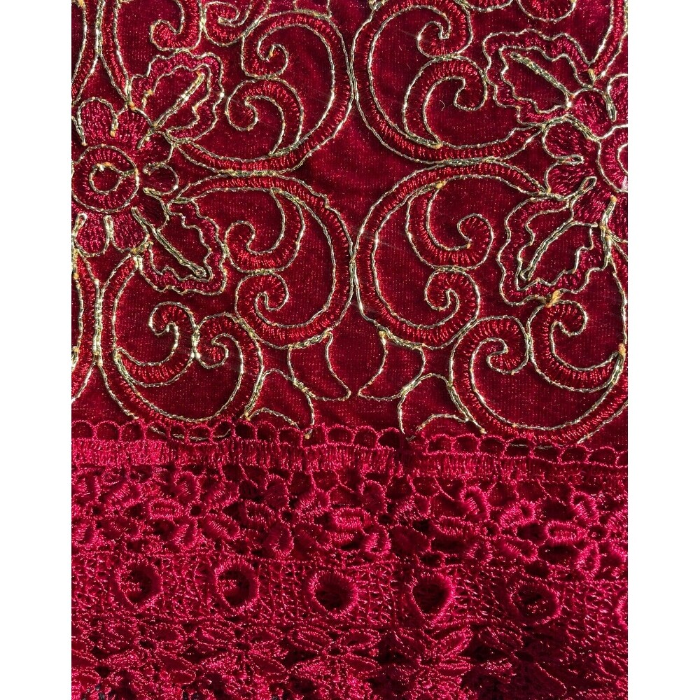 Burgundy Embroidery Kitchen Curtain 3PC Set Swag and 24 inches Tiers Set   55\