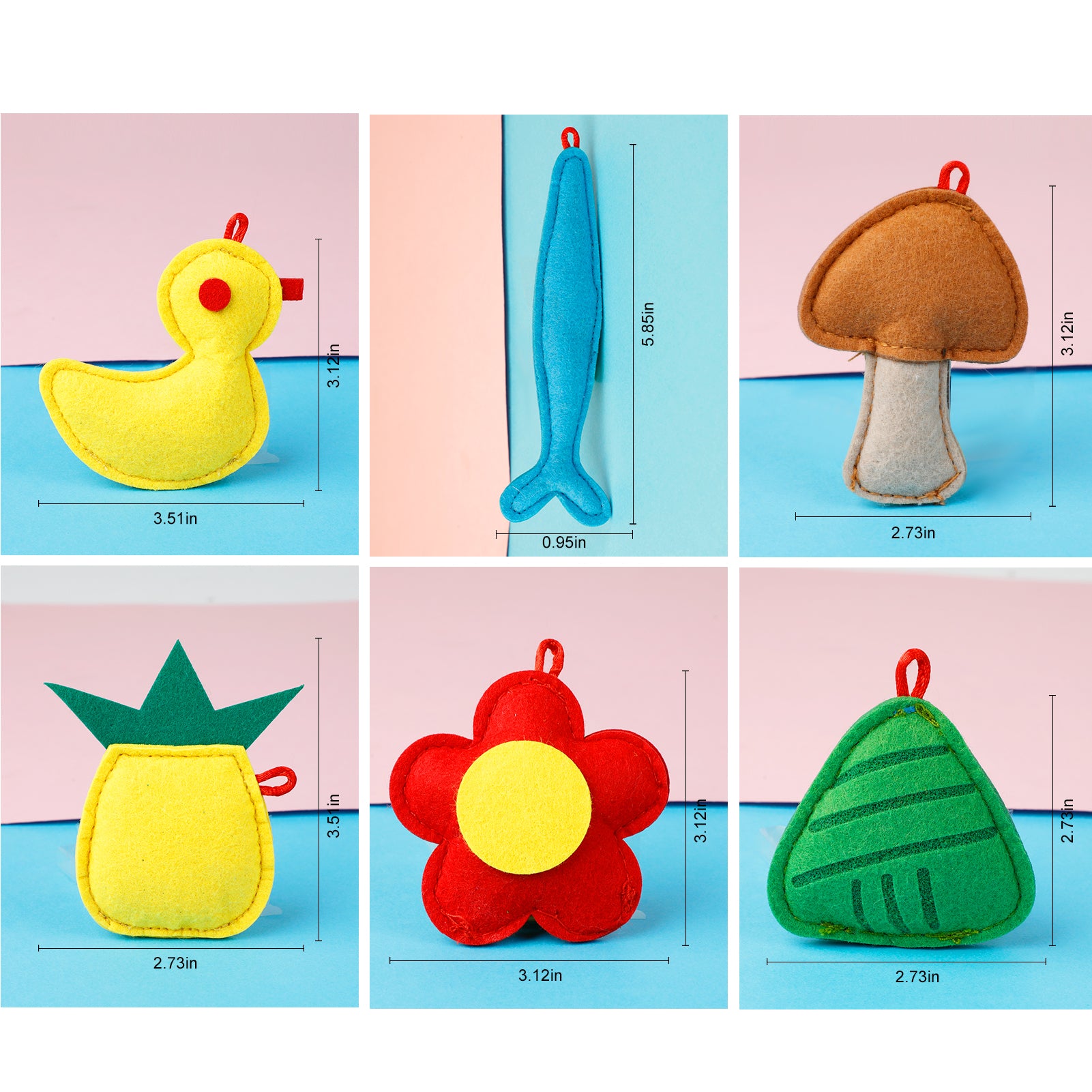 Legendog 6PCS Felt Cat Toys Duck Fish Pineapple Cat Catnip Toys Flower Kitten Chew Toys Cat Wand Refill