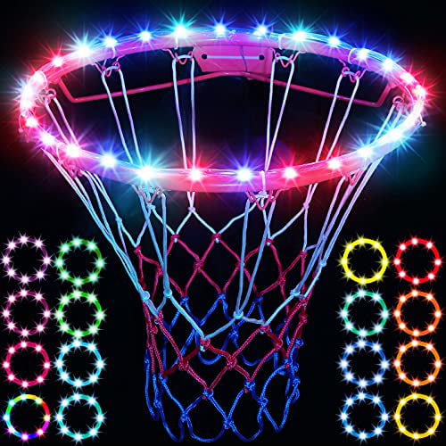 LED Basketball Hoop Light， Remote Control Waterproof Basketball Rim Lights with 17 Colors and 7 Lighting Modes， Super Bright Basketball Goal Accessories for Kids Adults Boys Outdoor Game and